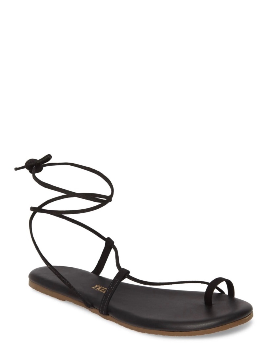 Tkees - Black Lace-Up Toe-Ring Women's Sandal